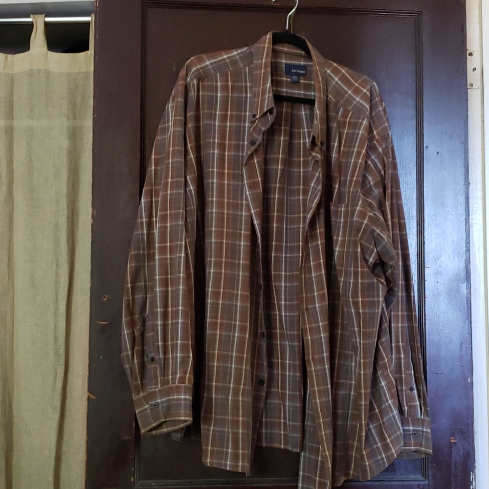 Men's big and tall plaid button down shirt.
